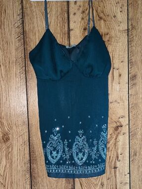 Funkadelic Beaded Sequin Sheer Teal Top
